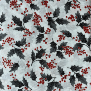 Tessuto natalizio cotone - Holly White Silver