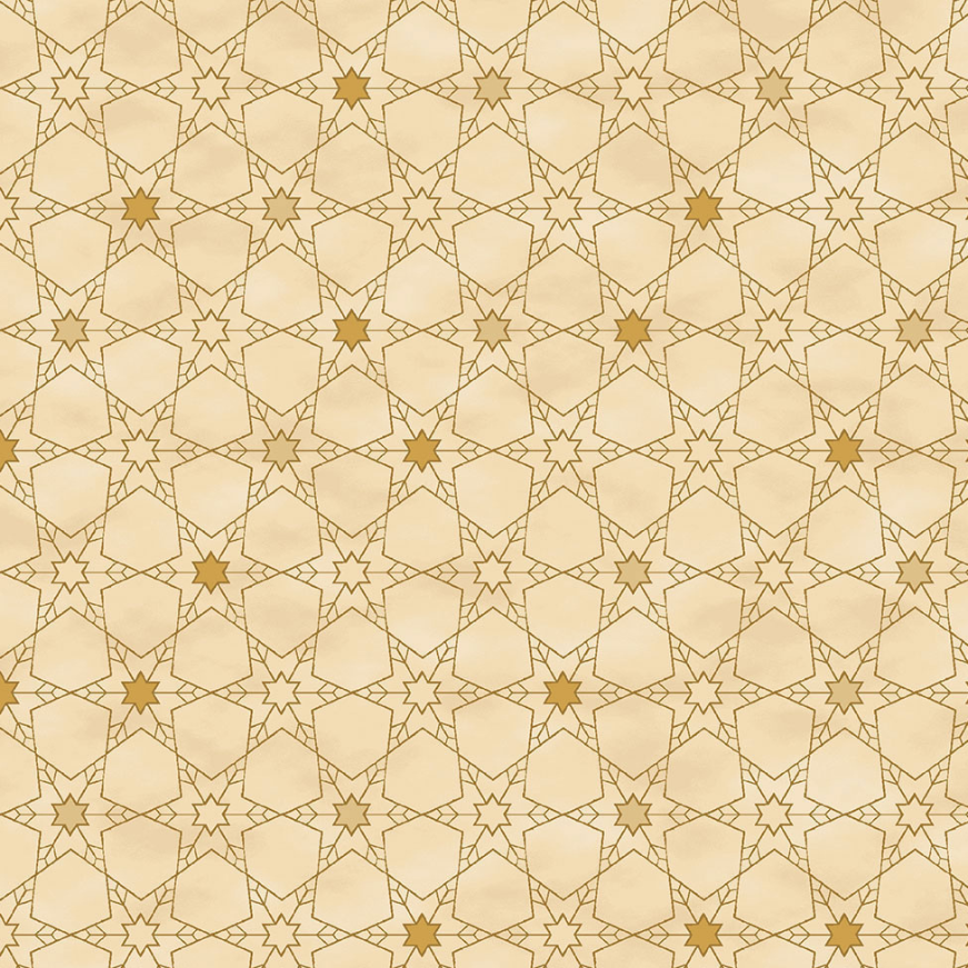Tessuto natalizio cotone - Snowflake Geometric Star Gold