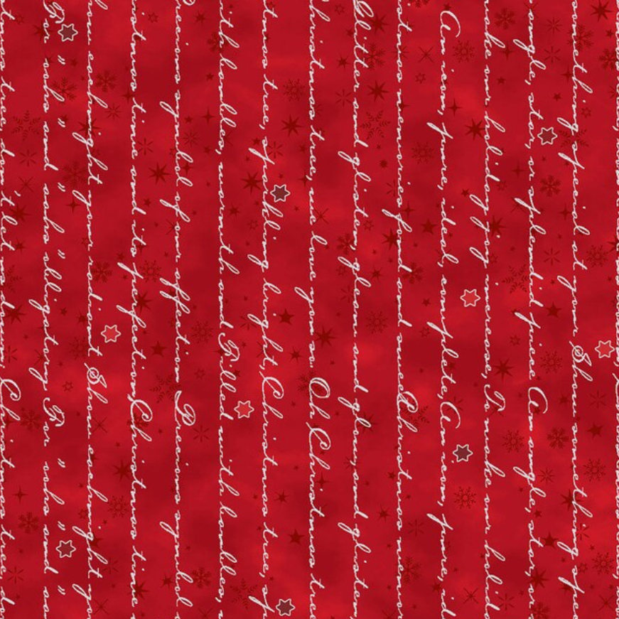Tessuto natalizio cotone - Writing Red Silver