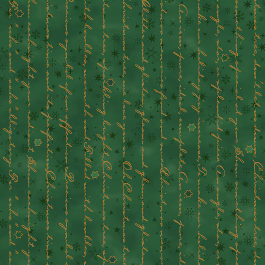Tessuto natalizio cotone - Writing Green Gold