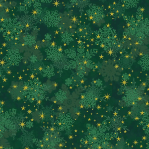 Tessuto natalizio cotone -  Snowflake Star Green