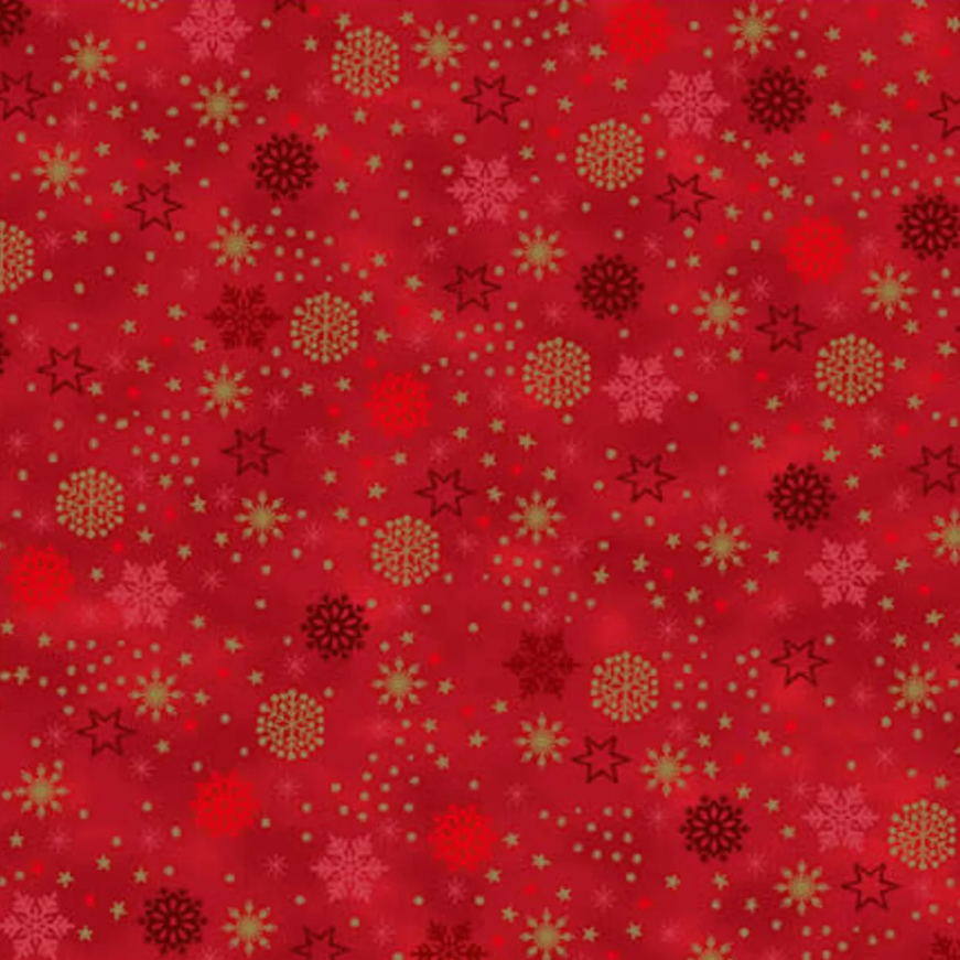 Tessuto natalizio cotone - Let it Snow Red Gold