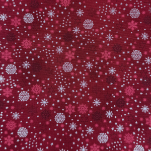Tessuto natalizio cotone - Let it Snow Red Silver