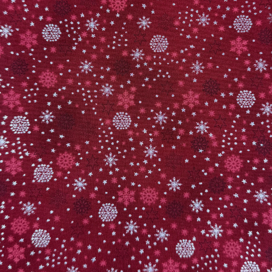 Tessuto natalizio cotone - Let it Snow Red Silver
