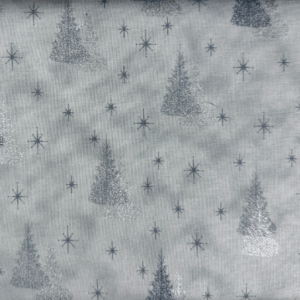 Tessuto natalizio cotone - Silver Xmas Tree