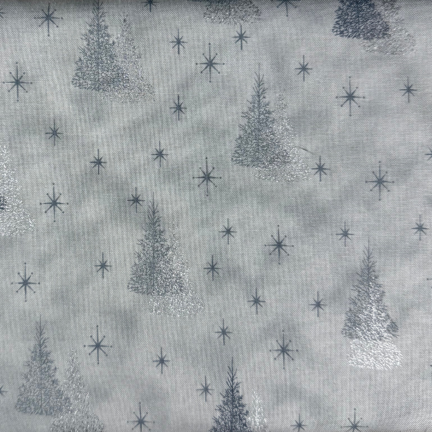 Tessuto natalizio cotone - Silver Xmas Tree