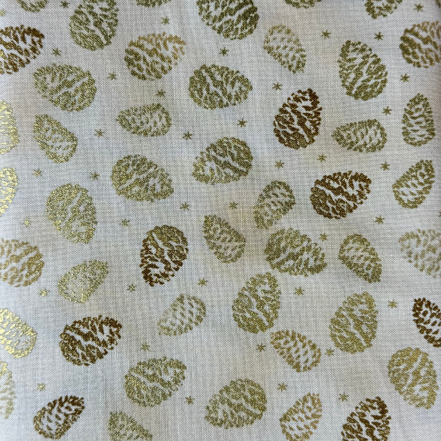 Tessuto natalizio cotone - Gold Leafs