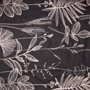 Tessuto voile in cotone nero con ricamo beige - Katia Fabrics