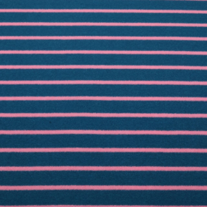 Tessuto maglia in spugna a righe petrolio e rosa - Albstoffe