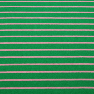 Tessuto maglia in spugna a righe verde e rosa - Albstoffe