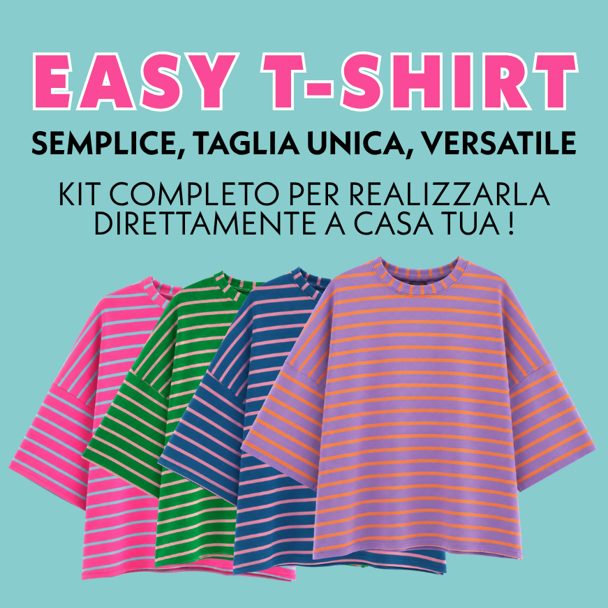 KIT EASY T-SHIRT- tessuti, cartamodello, istruzioni e tutorial