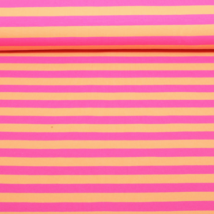 Tessuto Jersey biologico a righe rosa e arancio - Albstoffe