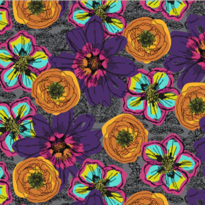 Tessuto cotone - Winding Road di Natalie Barnes – Flower Fields Charcoal